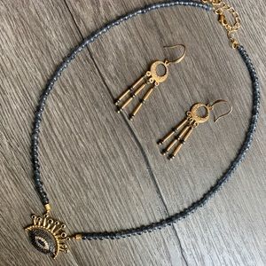 Handmade evil eye gemstone layering necklace